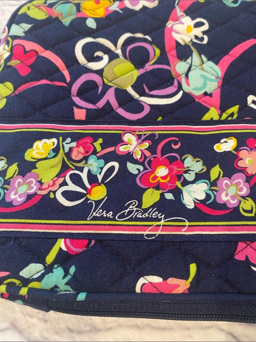 Vera Bradley Navy Ribbons & Floral Quilted Tablet Case